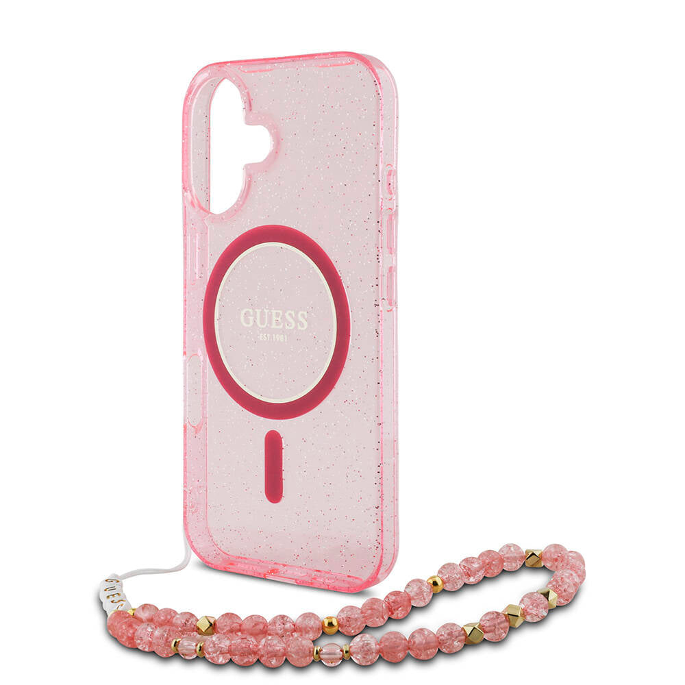 Guess iPhone 16 Plus Orjinal Lisanslı Magsafe Şarj Özellikli Simli Silikon İnci Bileklikli Telefon Kılıfı - 13 Guess iPhone 16 Plus Orjinal Lisanslı Magsafe Şarj Özellikli Simli Silikon İnci Bileklikli Telefon Kılıfı - 13